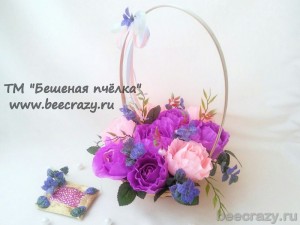 Сладкая корзинка "Розы и мята"